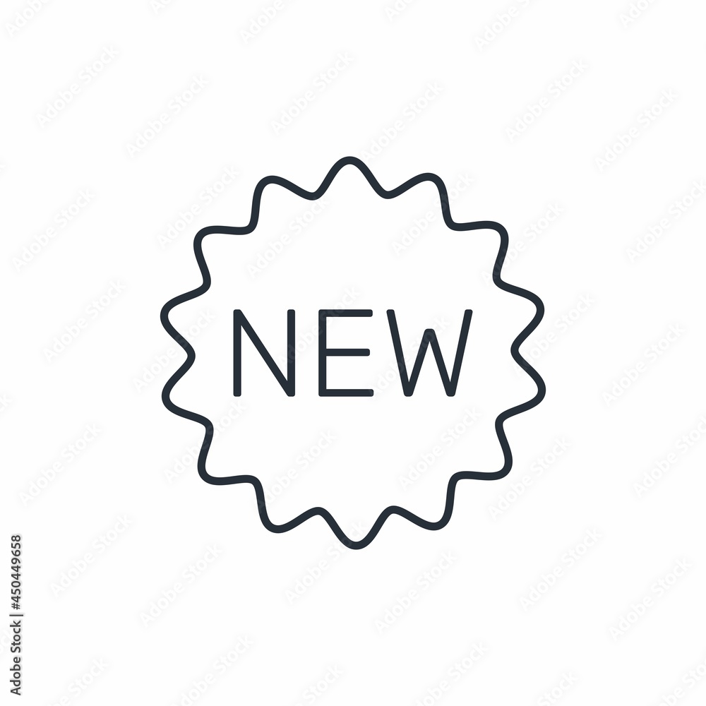 Poster the tag is new. vector linear icon isolated on white background.