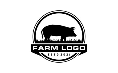 Retro Vintage Farm animal logo inspiration. Flat design. Vector illustration concept