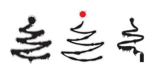 Graffiti Christmas tree vector icon, new year tree shape