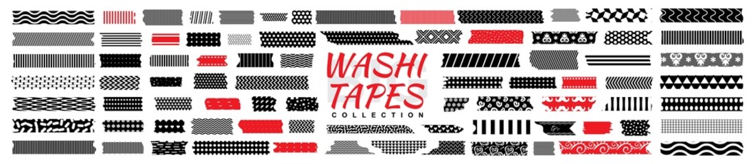 Mini washi tape strips, washy tape ordecorative adhesive strips - obrazy, fototapety, plakaty