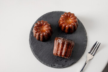 Canneles de bordeaux ,Traditional French sweet dessert,food concept.