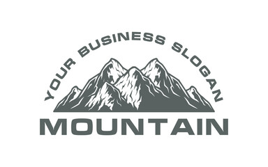 Fototapeta na wymiar Retro logo Outdoor adventure mountain peak, summit logo icon vector illustrations