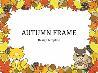 Fototapeta premium 秋のフレームのイラスト