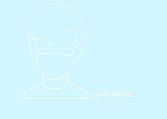 portrait of a boy with a mask, pandemic prevention, vector isolated portrait 