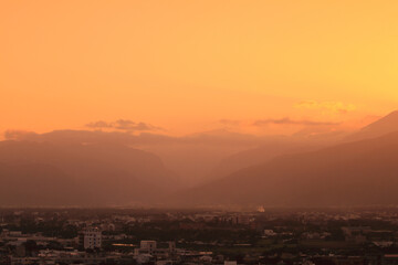 View of Taitung City and Mountains in Taiwan