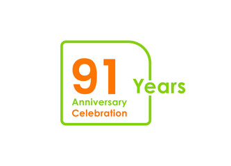 91 years anniversary celebration Vector Template Design Illustration