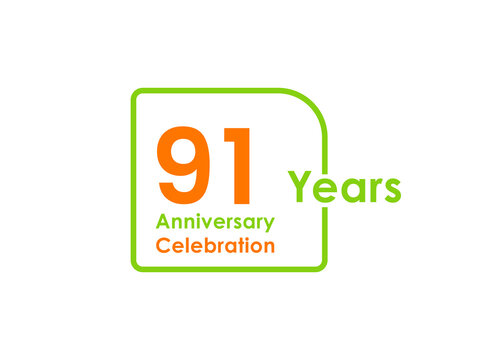 91 years anniversary celebration Vector Template Design Illustration