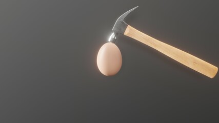 Hammer breaks egg illustration