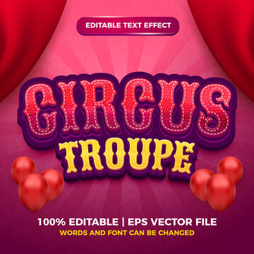 Editable Text Effect - Circus Troupe Cartoon Style 3d Template