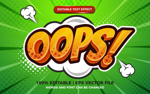 oops comic cartoon text effect on halftone comic background