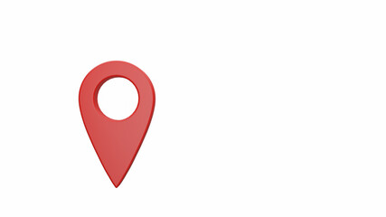 Pin point icon, map pin flat design style modern icon, location icon isolated on white background, map pointer 3d, red location pin symbols, pointer minimal, marker sign, 3d illustration, 3d render.