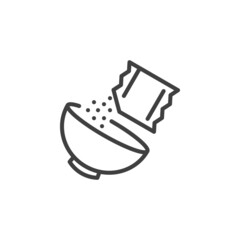 Adding spices into bowl line icon