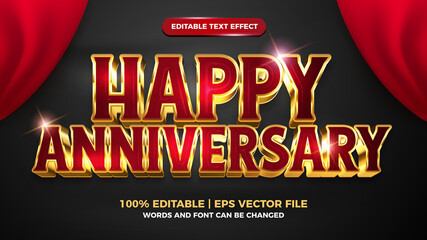 happy anniversary luxury editable text effect 3d