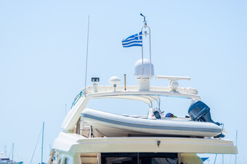 Luxury motor yacht at sea close-up