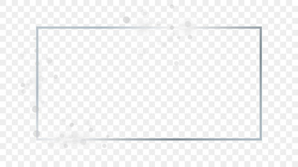 Silver glowing rectangular shape frame with sparkles