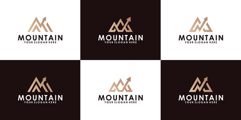 mountain and arrow inspiration design logo with business card inspiration