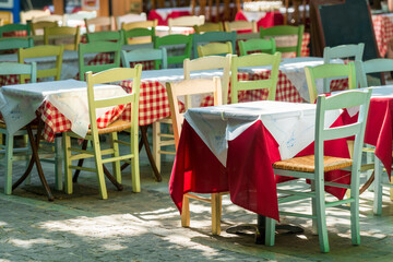 Cafe terrace in small European city