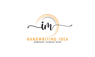  
Initial I M, letter handwriting logo Design
