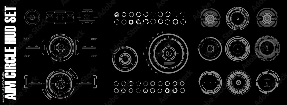 Poster aim hud screen. virtual reality technology screen. futuristic user interface indication. digital tar