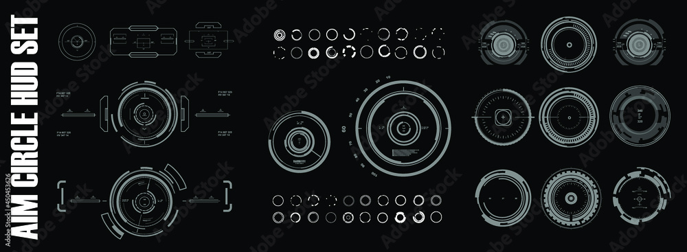 Poster aim hud screen. virtual reality technology screen. futuristic user interface indication. digital tar