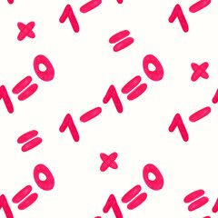 An example of red numbers. One minus one equals zero is an example of a seamless math pattern