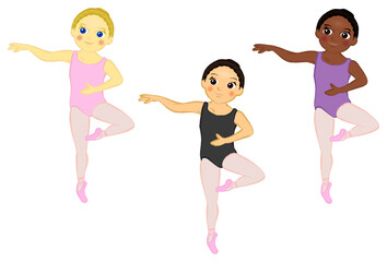 Illustration of a girl doing a basic lesson in ballet passe