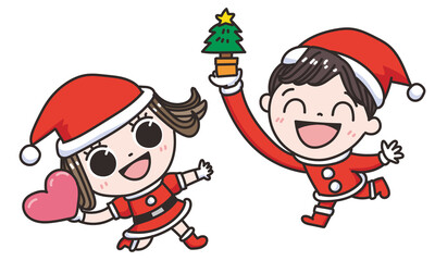 クリスマスを喜ぶ男女