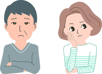 Obraz premium 困った顔の男性と女性