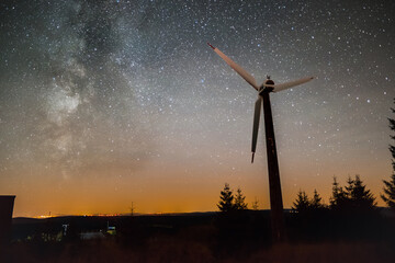 wind turbine at night