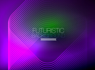 Neon color square shape lines abstract background. Shiny magic energy and motion concept, vector abstract wallpaper background