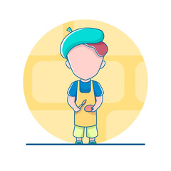 Painting Artist Avatar in Flat Design Illustration