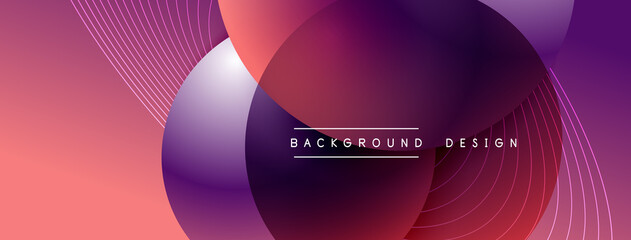 Gradient circles with shadows. Vector techno abstract background. Modern overlapping forms wallpaper background, design template