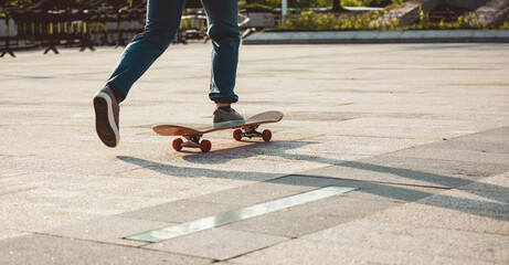 Skateboarder riding on skateboard outdoors in city