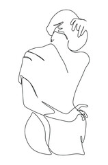 Continuous line art or One Line Drawing of a back of a woman picture vector illustration. Simple line art for home decoration or promotion media