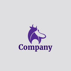 animal logo template with purple bull