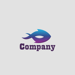 Simple logo template with blue fish
