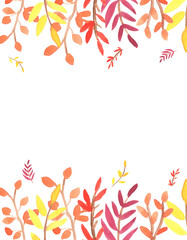 Frame from autumn colorful leaves on white background