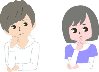 困った顔の男性と女性