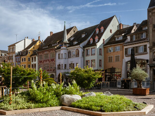 Fototapeta na wymiar View of the Mulhouse downtown square