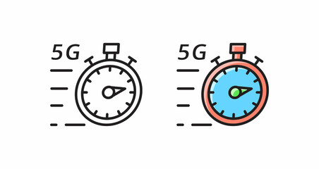 Obraz premium 5G technology high speed icon. Vector infographic. Editable strokes.