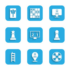 Set Sport mechanical scoreboard, Chess, Casino chip, Mahjong pieces, and icon. Vector