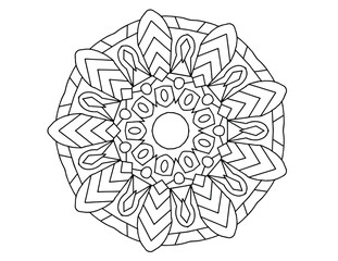 Mandala black and white design for designing, template, tattoo, Arabic, traditional, vintage