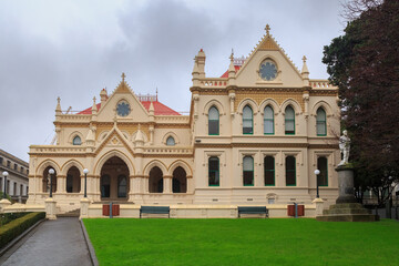 Naklejka premium Parliament buildings in Wellington, New Zealand. The Parliamentary Library, completed in 1899