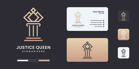 Law logo , queen of justice logo design template.