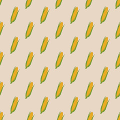 Seamless vector pattern with fresh ripe corn cobs