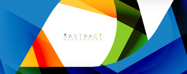 Geometric abstract background - multicolored abstract shapes on white. Vector Illustration For Wallpaper, Banner, Background, Landing Page