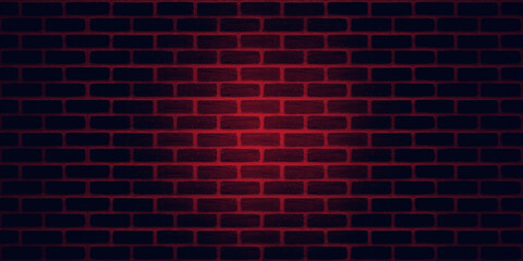 Plakat dark red brick wall texture background with vignette. copy space for text.