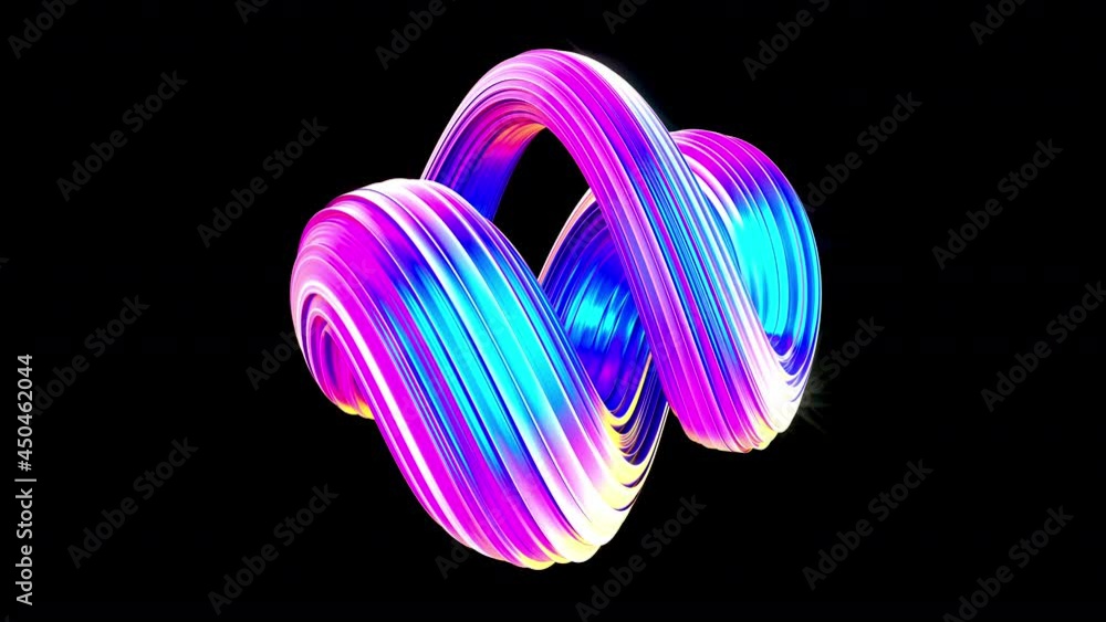 Aufkleber Abstract morphing fluid ultraviolet shape looped animation. Holographic glowing abstract background. Neon shape 3d rendering animation.