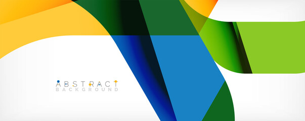 Minimal abstract background - color overlapping shapes on white with shadow lines. Vector Illustration For Wallpaper, Banner, Background, Landing Page