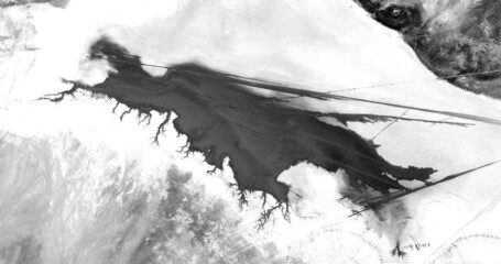  Black and white photo, abstract photography of landscapes of the deserts of Africa from the air, 